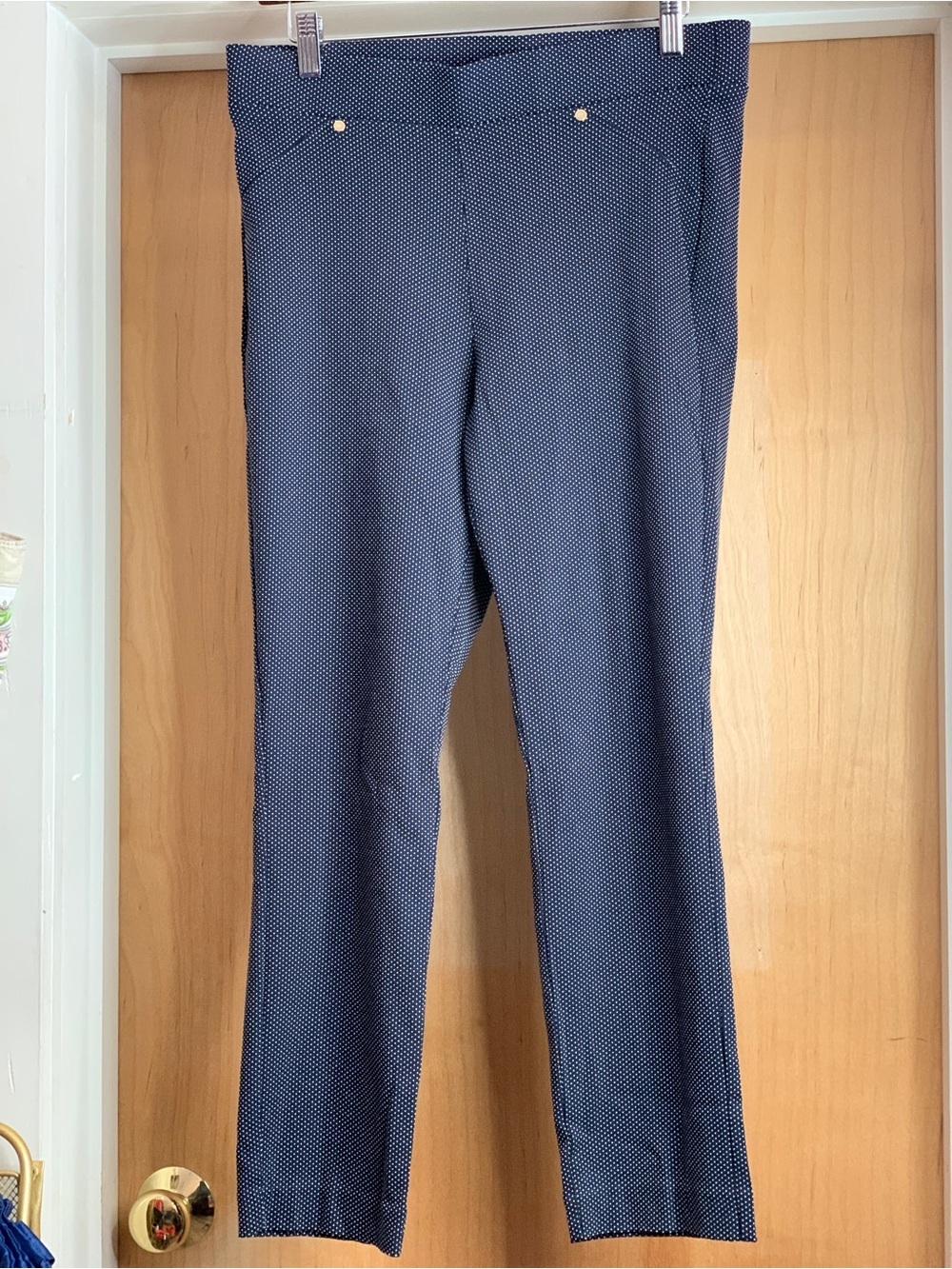 Ann Klein Women’s Navy Micro-Pattern Dress Pants Size-8 Classic Preppy
